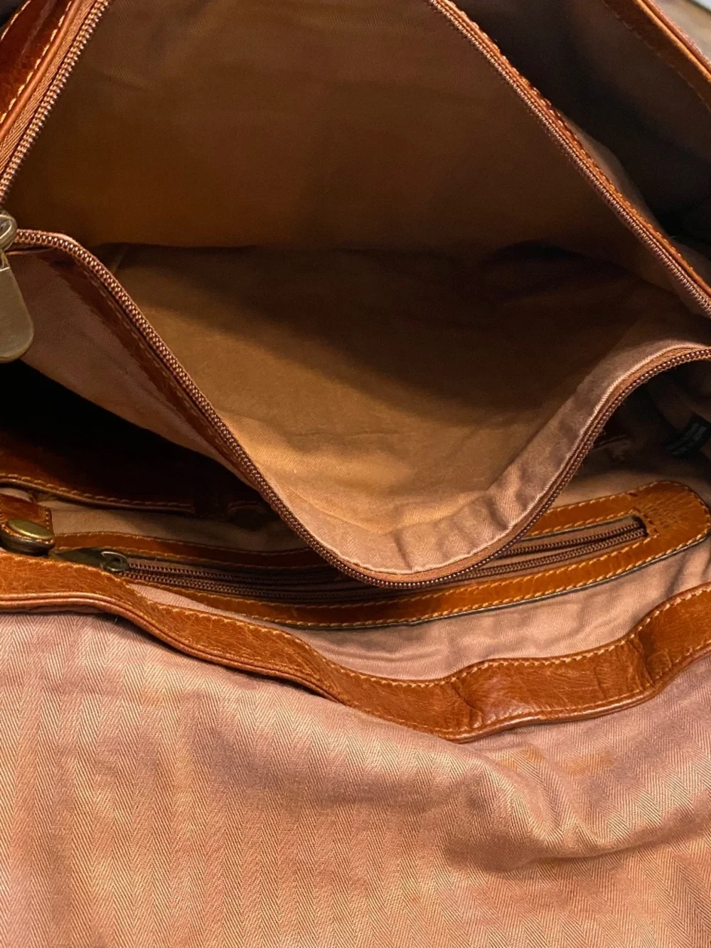 Vintage Brown Leather Fossil Messenger Laptop Bag